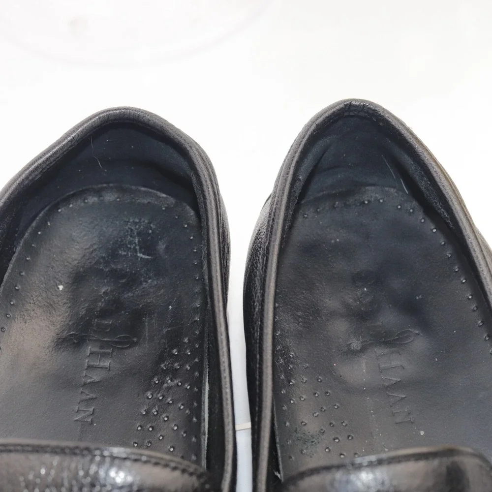 Cole Haan Mens Wyatt Bit Strap Loafers Size 9.5 M Black Leather Moc Dress Shoes